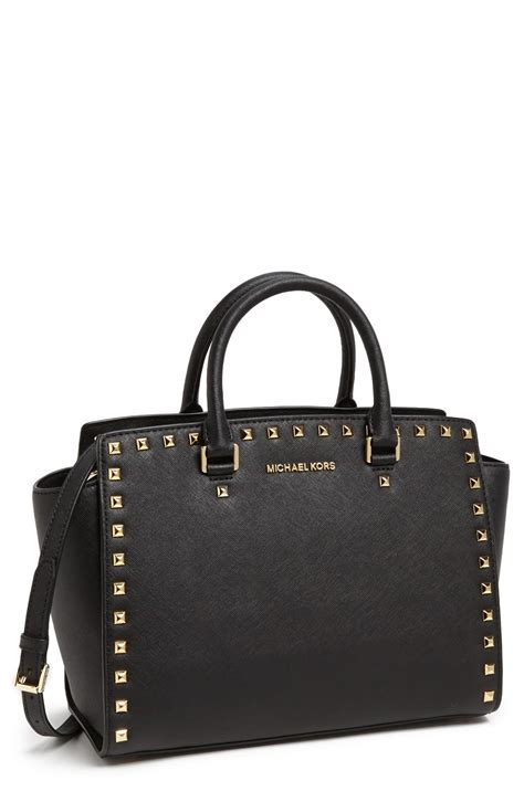 michael kors selma borchie|Michael Kors saffiano satchel.